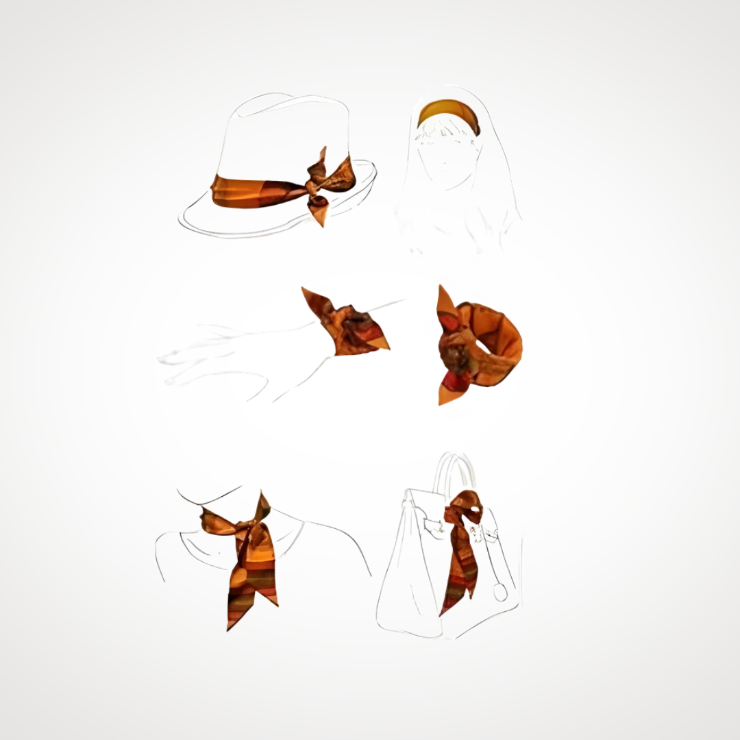 Short Silk Scarf- Elephant