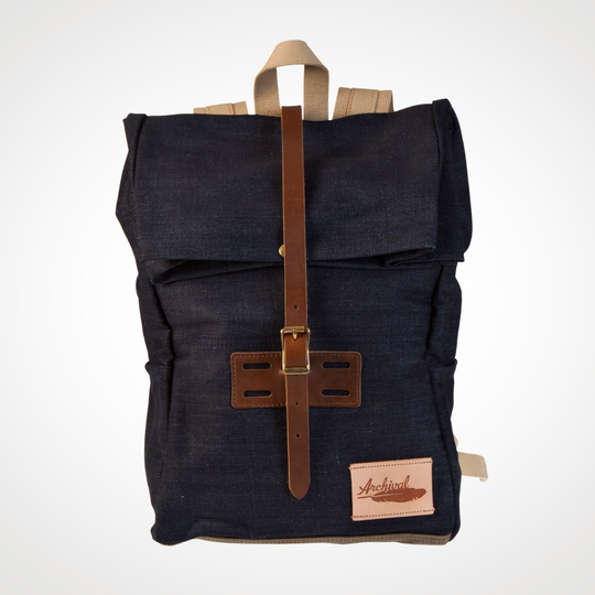 Denim Roll Top Backpack by Rogue Territory x Archival