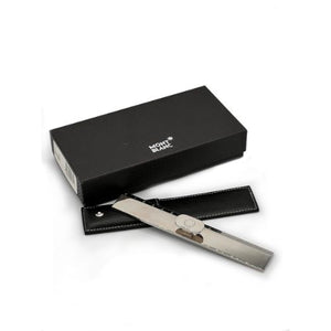 Montblanc Rare Stainless Steel Lifestyle Accessories 15 cm Ruler with Black Leather Case