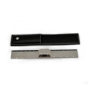 Montblanc Rare Stainless Steel Lifestyle Accessories 15 cm Ruler with Black Leather Case
