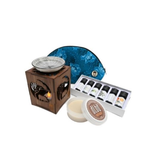 ERP Laser Edge Candle holder with  Essential Oil Diffuser with Shweshwe Fan Clutch