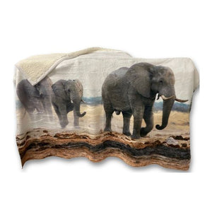 Silk Touch Sherpa-Lined Throw Blanket with Elephants